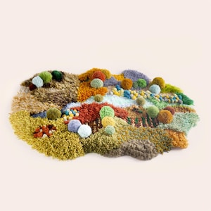 ChillFuzz Oasis - Handmade Tufted 3D Brown Moss Rug - Nature-Inspired Living or Dining Room Carpet, Unique Gift Idea
