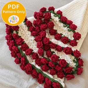 Rose Bouquet Häkeldecke Muster, einfache Anfänger Anleitung , Printable PDF Digital Download