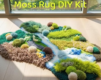DIY Moss Rug Kit: Latitude 37N Tufted Knitting Materials