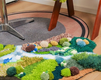 Handmade 3D Moss Rug Christmas Gift |  Crochet Gifts For Her (3.3x2.3 ft)  | Gift For Couples | Door Mat
