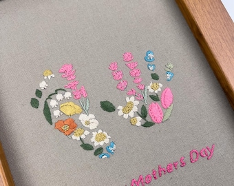 Custom Baby Hand & Footprint Embroidery – Newborn Keepsake, DIY Kit