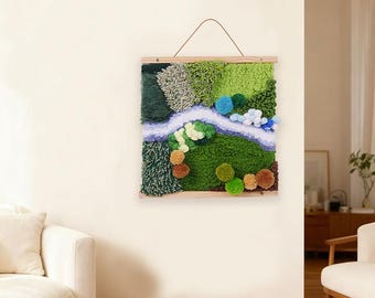 苔繊維アート壁掛け：3Dタフテッド風景タペストリー