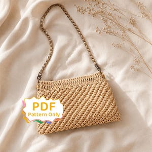 Raffia Diagonal‑Pattern Pochette Crochet Pattern, Beginner Friendly (PDF Download)