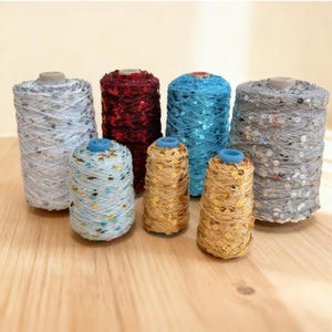 Cotton Sequin Yarn 50 Grams - Hand-Knitting Yarn with Mixed-Size Sequins (For Bags, Clothing, Hats)