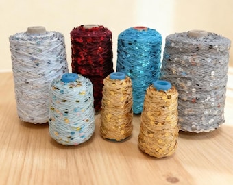 Cotton Sequin Yarn 50 Grams - Hand-Knitting Yarn with Mixed-Size Sequins (For Bags, Clothing, Hats)