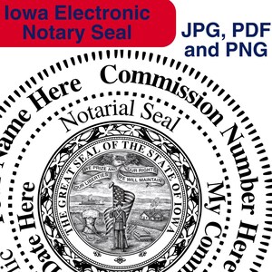Iowa Customizable/Custom Digital Round, Circular Notary Public Seal, Notary Stamp, Notary Gear, Notary Supplies, Perfect for Remote Notaries