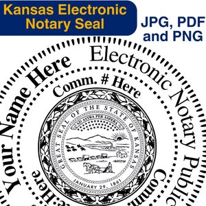 Kansas Customizable Digital Round, Circular Notary Public Seal, Notary Stamp, Notary Gear, Notary Supplies, Perfect for Remote Notaries