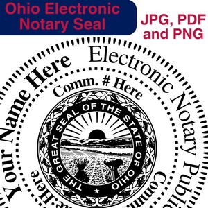 Ohio Customizable/Custom Digital Round, Circular Notary Public Seal, Notary Stamp, Notary Gear, Notary Supplies, Perfect for Remote Notaries