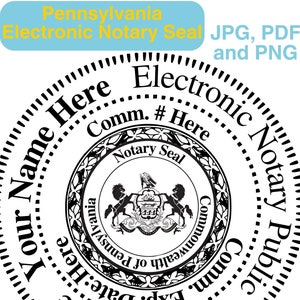 Pennsylvania Customizable Digital Round, Circular Notary Public Seal, Notary Stamp, Notary Gear, Notary Supplies, Perfect for Remote Notary
