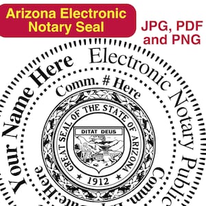 Arizona Customizable Digital Round, Circular Notary Public Seal, Notary Stamp, Notary Gear, Notary Supplies, Perfect for Remote Notaries