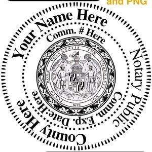 Maryland Customizable Digital Round, Circular Notary Public Seal, Notary Stamp, Notary Gear, Notary Supplies, Perfect for Remote Notaries