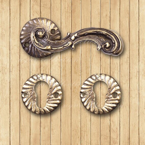 Brass Casting Door Handle Set, Decorative, Vintage