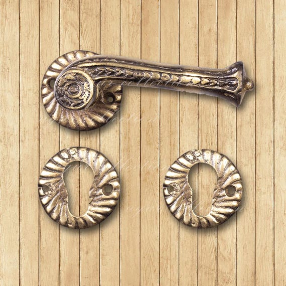 Brass Casting Door Handle Set, Decorative, Vintage
