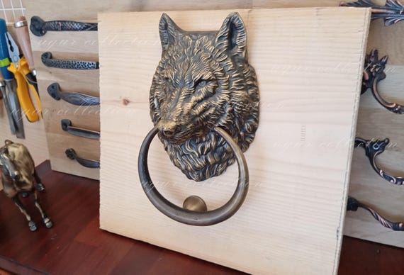 Wolf Door Knocker Cast Brass Classic