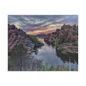 Prescott, Arizona Watson Lake Sunset Puzzle landscape photography hiking gift travel souvenir Christmas present (110, 252, 500, 1014-piece)