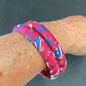 Pair of Patriotic Red White and Blue Fabric Bracelets