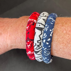 Patriotic Red White and Blue Bandana Fabric Bracelets -