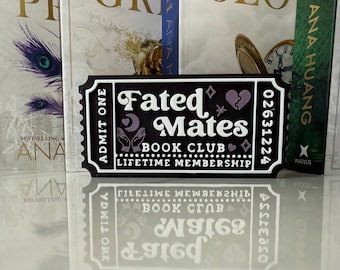 Bilet do klubu książki „Fated Mates” wydrukowany w 3D: dekoracja biblioteki dla miłośników książek, prezent dla miłośników książek