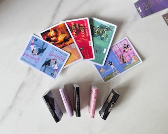 Pack of 5 Custom Mini Book Cover Stickers, Tiny Book Decals