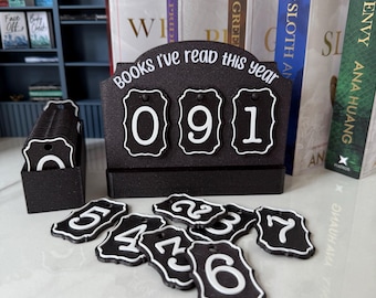 3D Printed Books Read Tracker bis 999 - Book Lover Shelf Decor