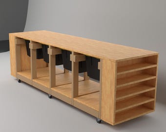 Tote Workbench Plans – DIY Rolling Storage Workbench with Tote Shelves | Modular Workbench Plans (PDF Download)