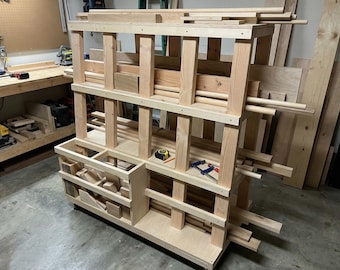 Mobile Wood Storage Cart Plans 3x4 , DIY Lumber Rack, Garage Wood Organizer, Rolling Wood Storage Rack, Printable PDF Plans
