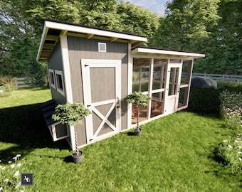 Chicken Coop 10 chickens Modern Chicken Coop with run  DIY Chicken Coop plan Cheap Chicken coop DIY Chicken Run Plans Walk in Chicken Coop