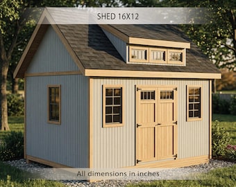 12x16 Shed plans | Dormer shed plans | Building plans (Digital Download) Workshop Blueprints with Material List