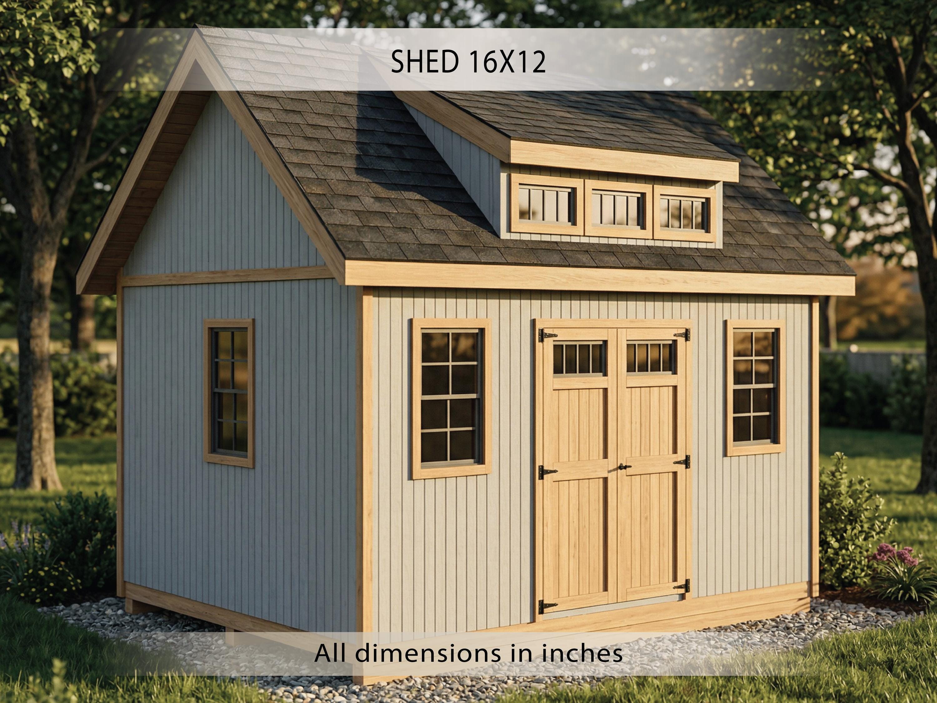 12x16 Shed Plans | Dormer Shed Plans | Building Plans (digital