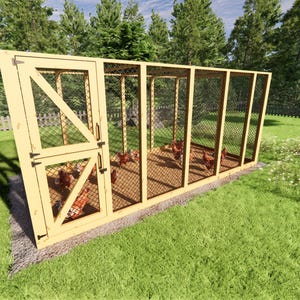 DIY Chicken Run Plans 8x16 for 20 Chickens Plans Chicken Run Chicken Pen Plans PDF Download Chicken Coop Runs Easy Chicken Coop Run