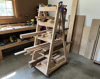 DIY Mobile Storage Rack Woodworking Plans – Rolling Workshop Organizer, Garage Storage Rack, Mobile Tool Stand Build Plans