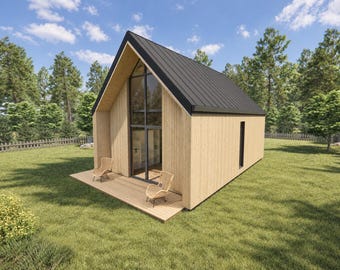 Scandinavian Tiny House Plans | Timber-Clad Cabin Design (PDF Download)