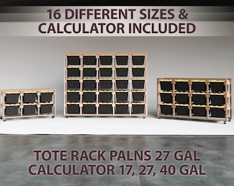 HDX 27 Gallon Tote Rack Plans PDF | DIY Garage Storage Organizer | Step-by-Step + Cut List + Shopping List | Instant Download | Calculator