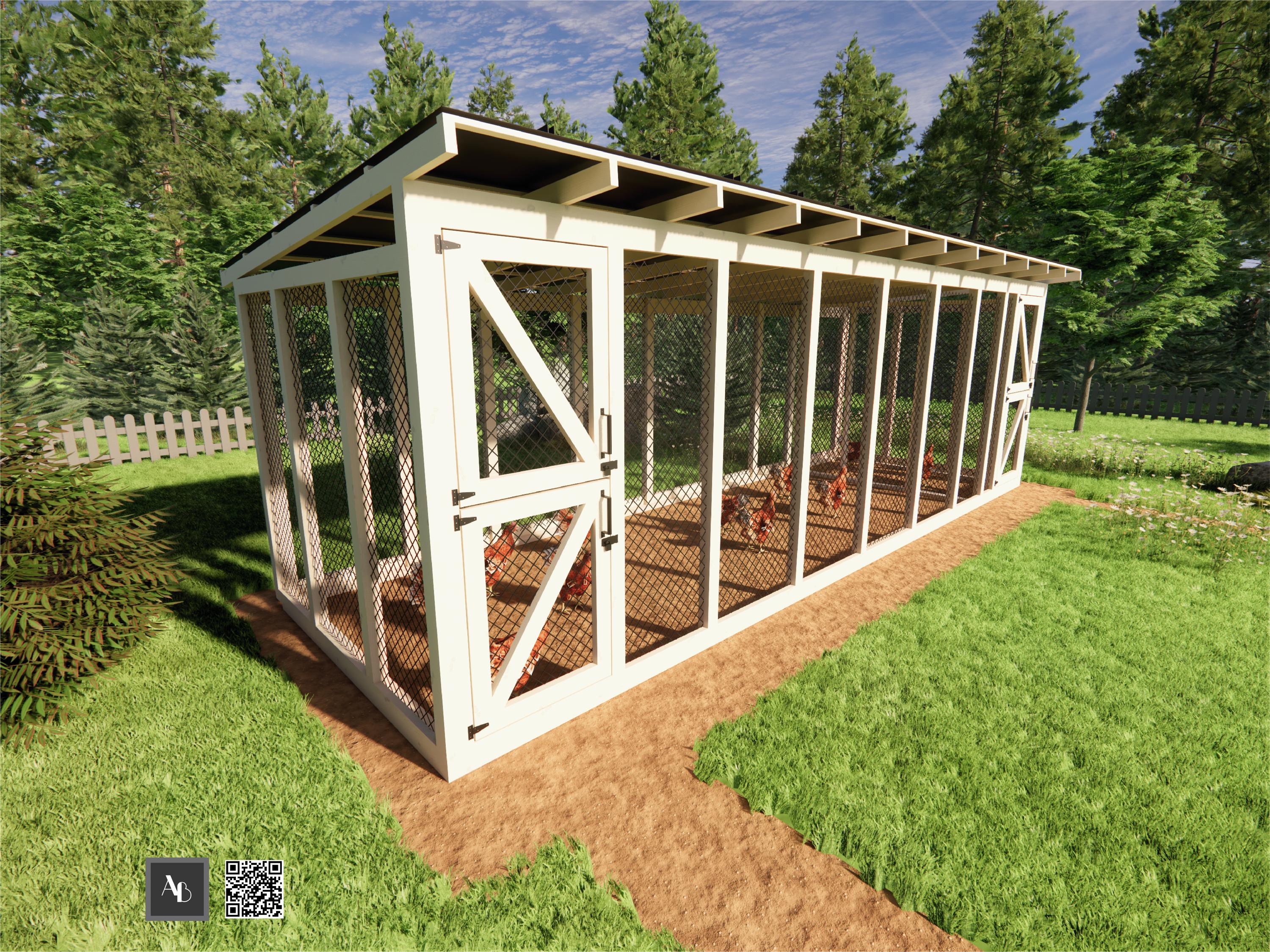 8x24 Chicken Run Plans With Roof, Walk-in Enclosure (PDF) - Etsy