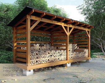 Firewood Shed Plans 4x16 – DIY Woodshed PDF Blueprints – Instant Download (Digital Plans)