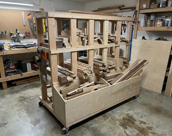 DIY Mobile Wood Storage Rack Plans – 3x5 Lumber Cart, Garage Workshop Storage Solution, Printable Digital PDF Plans
