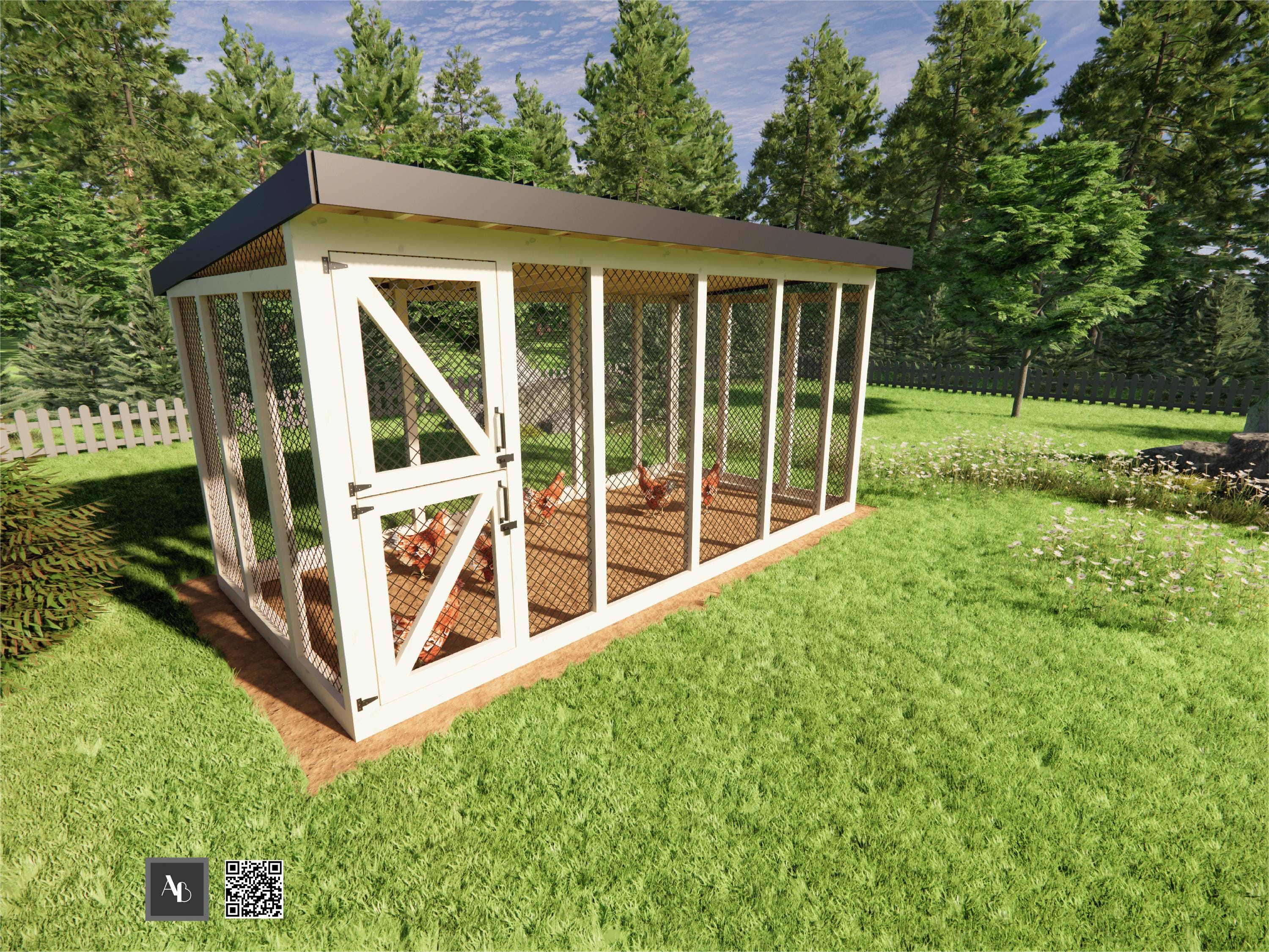 8x16 Chicken Run Coop Plans With Roof DIY Walk-in Enclosure Predator ...