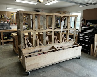 Mobile Wood Storage Cart Plans – DIY Lumber Rack, Garage Storage Organizer, 3x6 Wood Rack, Digital PDF Download