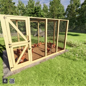 DIY Chicken Run Plans 8x12 for 15 Chickens Plans Chicken Run Chicken Pen Plans PDF Download Chicken Coop Runs Easy Chicken Coop Run