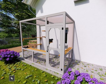 DIY Window catio plans Outdoor cat house plan Catio cat house plans DIY plans DIY Outdoor Cat Enclosure Catio 6x10 Easy build Catio