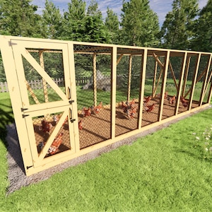 DIY Chicken Run Plans 8x24 for 25 Chickens Plans Chicken Run Chicken Pen Plans PDF Download Chicken Coop Runs Easy Chicken Coop Run