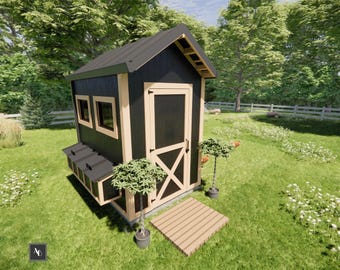 DIY Farmhouse Chicken Coop Plans PDF | Easy Modern Hen House Build for 10–15 Backyard Chickens | Cheap Printable DIY Coop Design