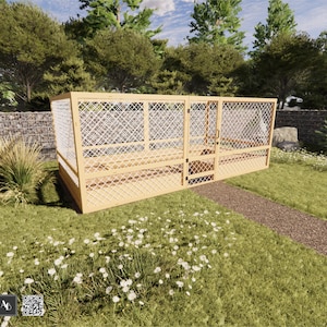 DIY Gartenbeet 18x9 mit Hirschzaun Gartenbeet 18x9 DIY Hinterhofpläne Holzpflanzkasten Gemüsegarten Instant Download