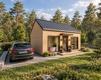 22' x 16' Tiny House Plans | 299 SF DIY Small House Building Plans | 1 Bedroom Cabin Plans | Material List, Electrical & Plumbing Plans