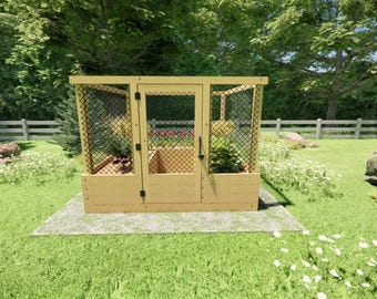DIY Raised Garden Bed Plans with Deer Fence (8x8) - Digital Download