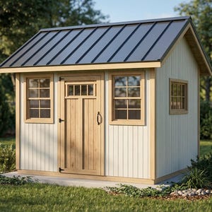 Planos para caseta de jardín de 8x10: Oficina en casa, taller y almacenamiento (descarga digital)