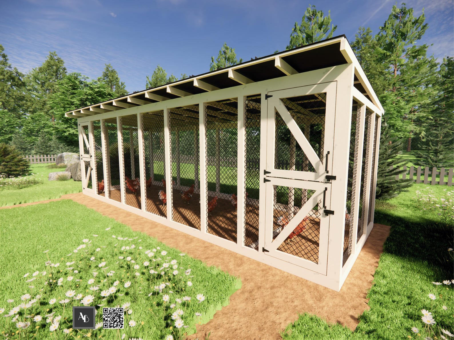 8x24 Chicken Run Coop Plans With Roof DIY Walk in Enclosure Walk in ...