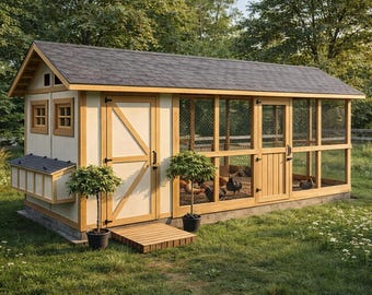 4x12 鶏小屋の設計図（ラン付き）：DIY 構築ガイド - Etsy 日本