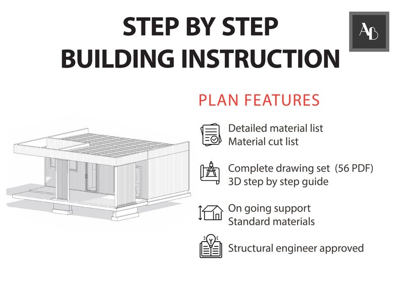 Structure Architecture Drawing.pdf Tiny House Building Plans | 1 Bedroom DIY House Plans | 56-page PDF ...