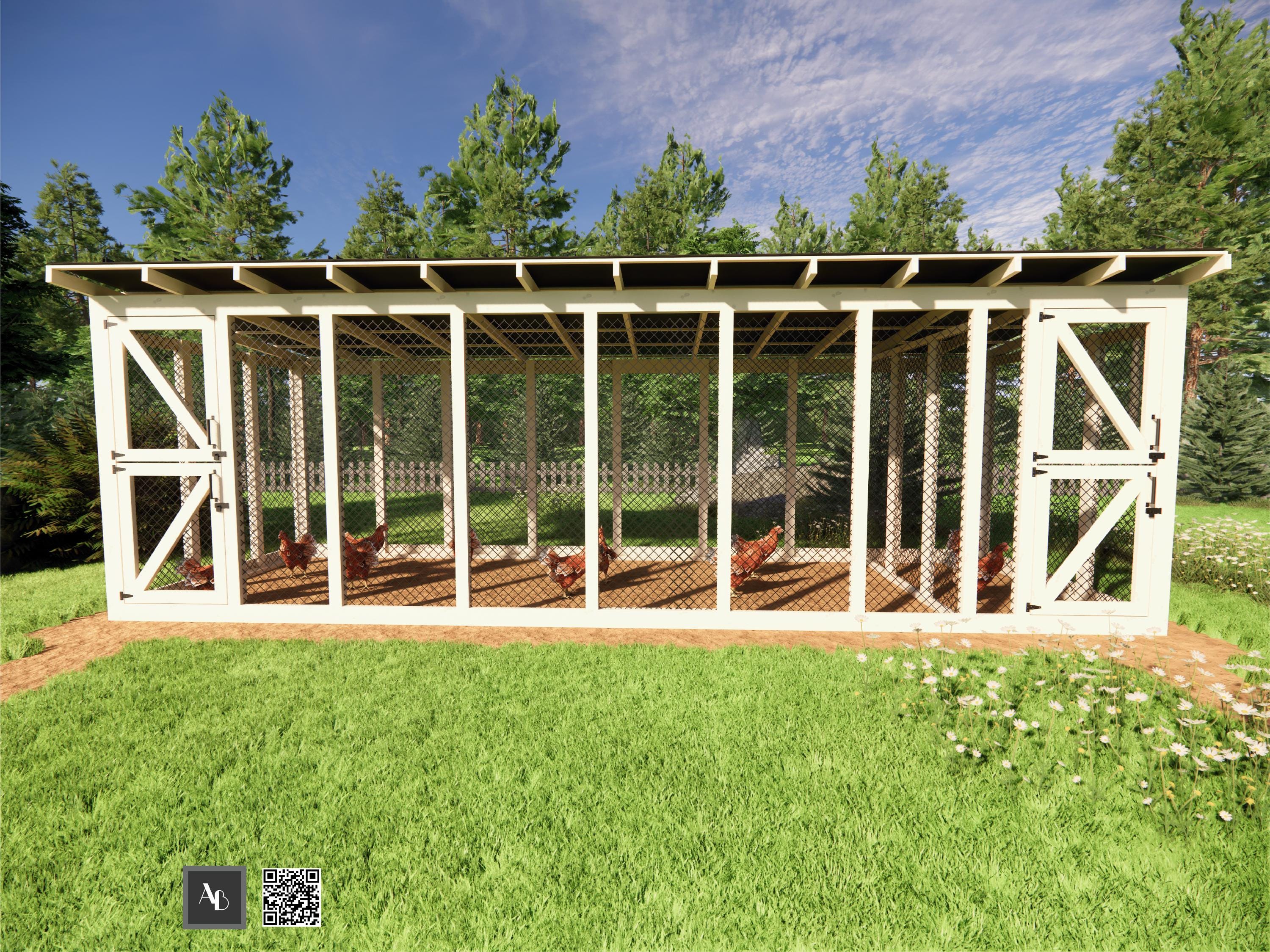 8x24 Chicken Run Coop Plans With Roof DIY Walk in Enclosure Walk in ...